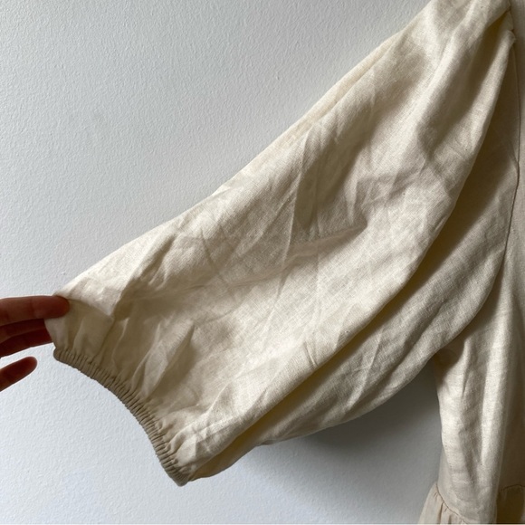 GAP Linen Blend Cream Puff Sleeve Mini Dress M - Picture 3 of 14